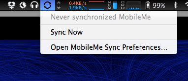 iSync menu bar